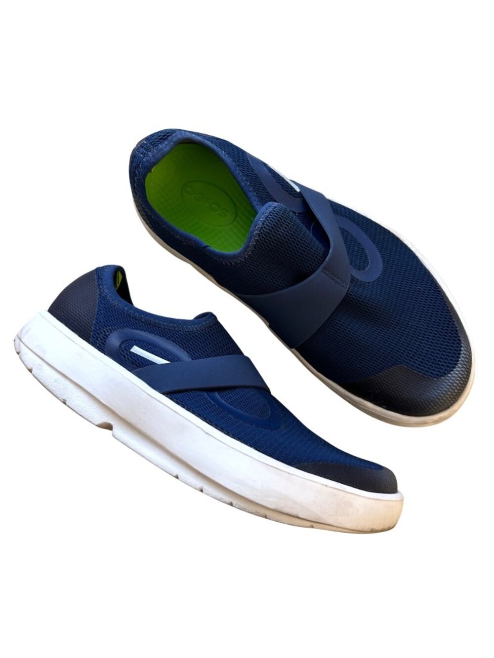 Oofos OOMG Men's Size 8 Navy Mesh Slip-On Shoes Comfortable Recovery Footwear